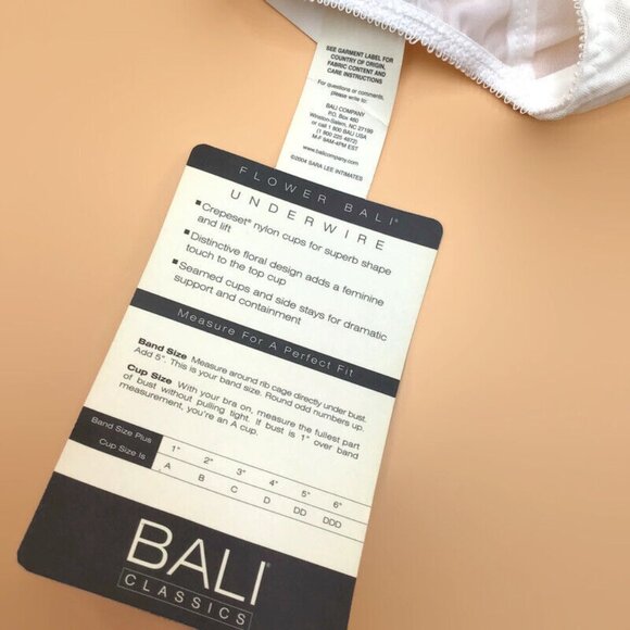 BALI Women's Underwire Bra Size 34D White Floral Full Support Style #0180 NEW - Picture 4 of 7